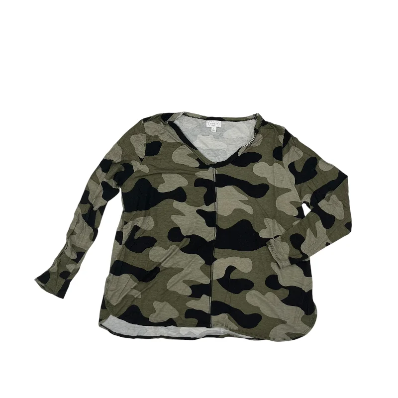 Women's Blouse with Keyhole CollarCAMOUFLAGE PRINT TOP LS by MUDPIE Size:L