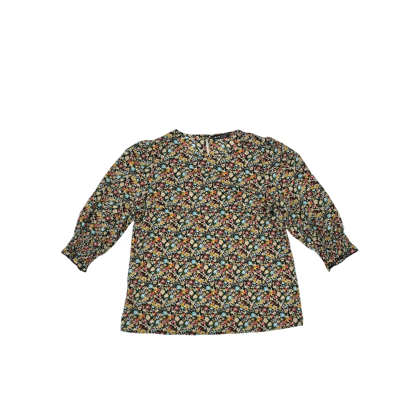 Women's Blouse with CollarFLORAL PRINT TOP 3/4 SLEEVE by SHEIN Size:M