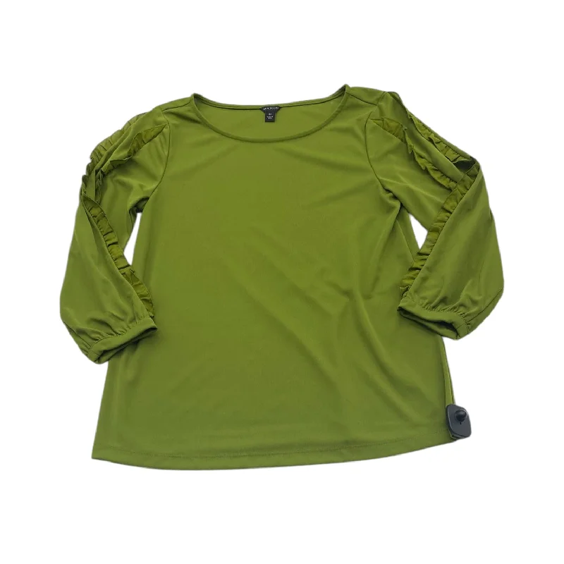 Women's Blouse with Keyhole CollarTop 3/4 Sleeve By Ann Taylor In Green, Size: Xs