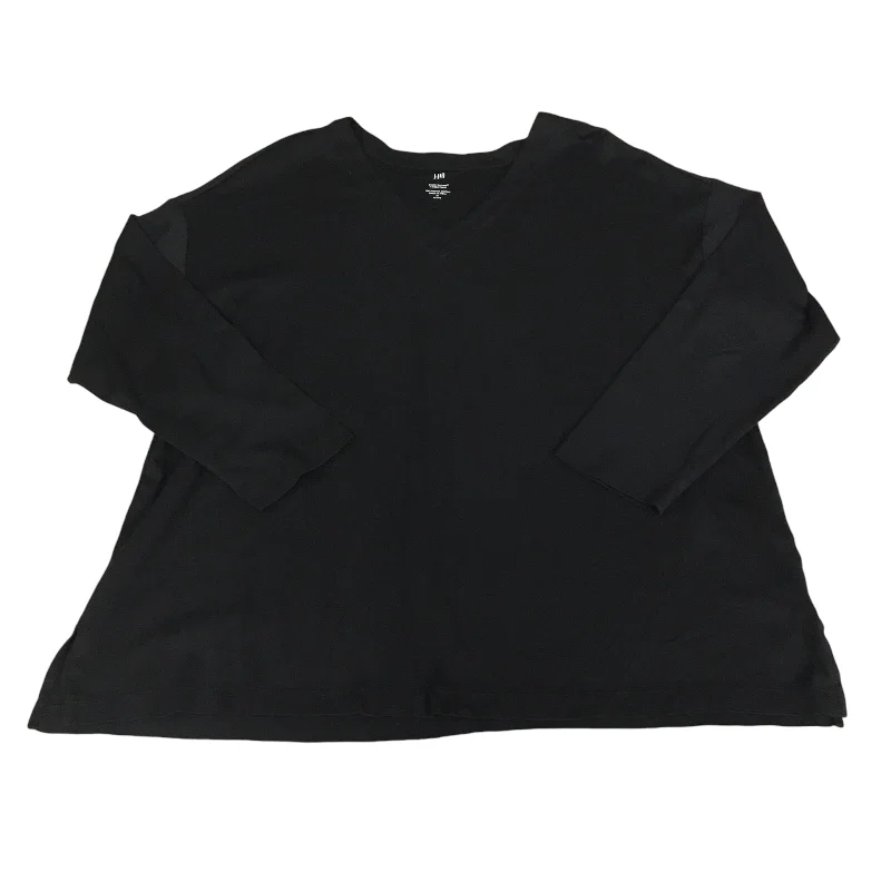 Women's Blouse with V-Shaped CollarTop Long Sleeve Basic By J. Jill In Black, Size: Xl