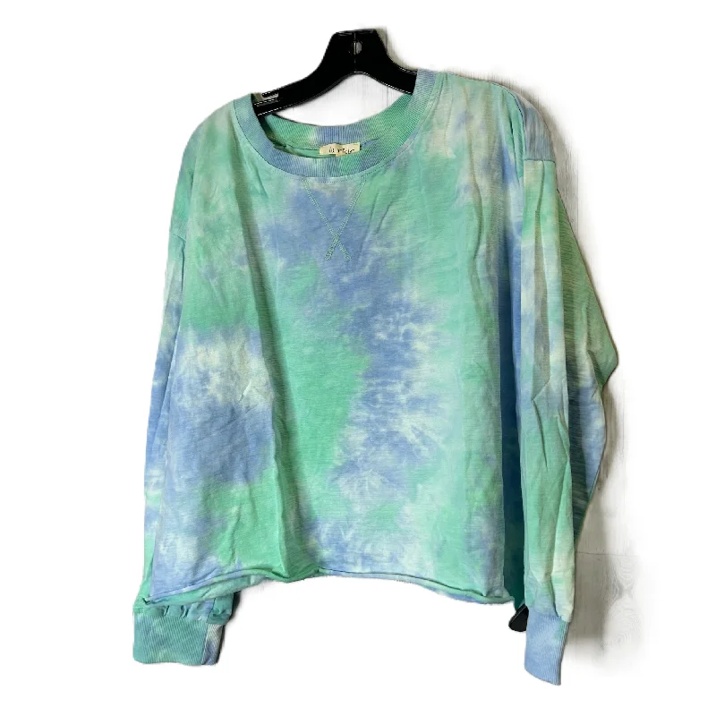 Women's Blouse with Straight HemTop Long Sleeve Basic By La Miel In Tie Dye Print, Size: S