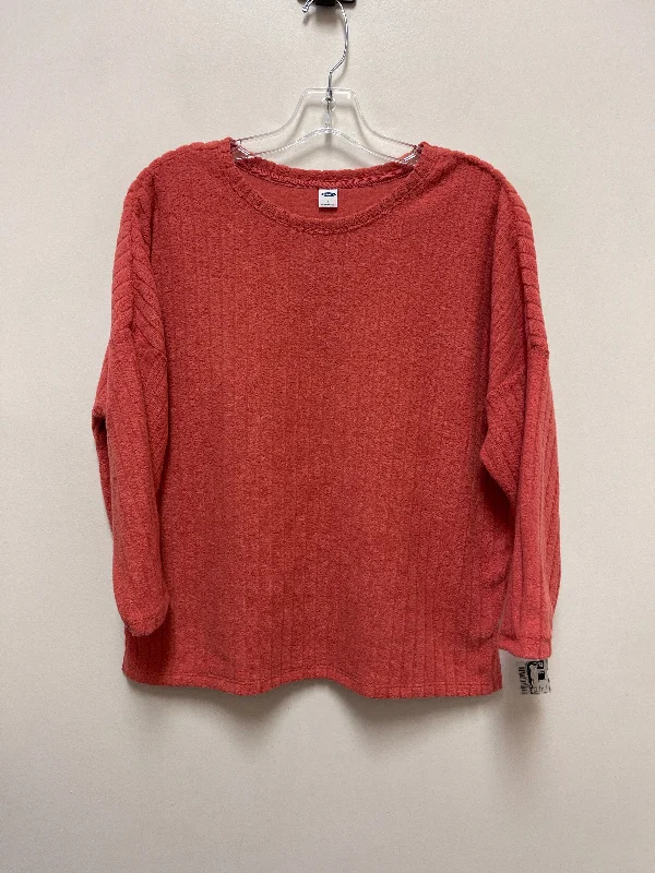 Women's Button-Up BlouseTop Long Sleeve Basic By Old Navy In Orange, Size: S