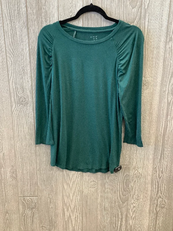 Women's Blouse with Peter Pan CollarTop Long Sleeve By A New Day In Green, Size: M