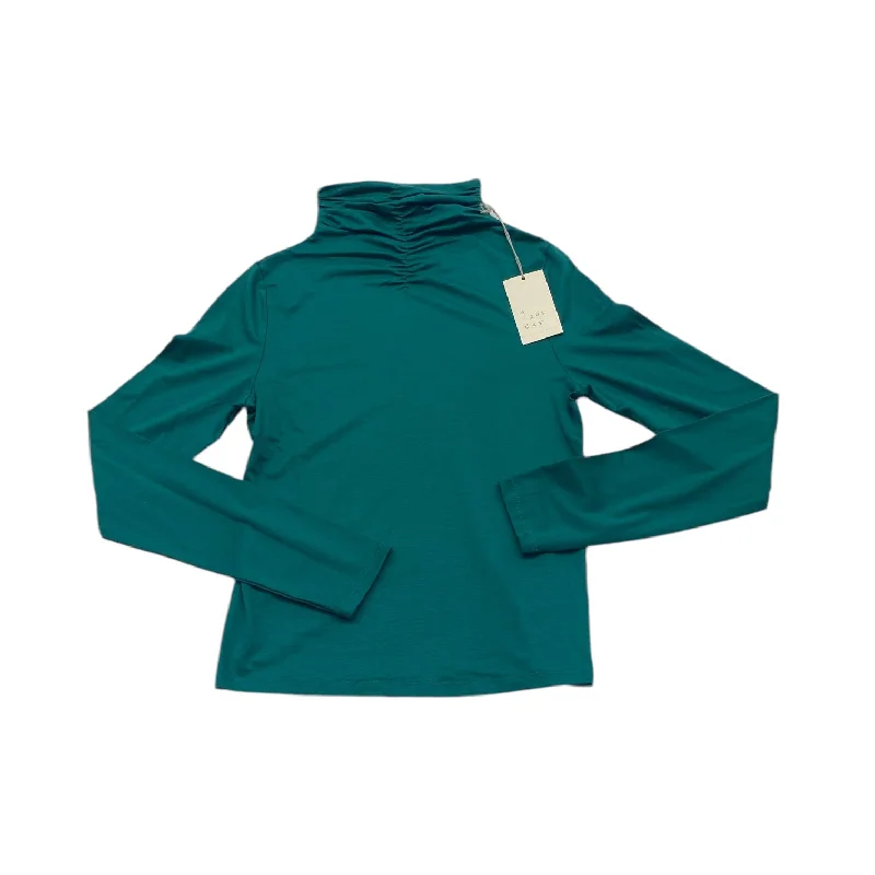 Women's Blouse with Notched CollarTop Long Sleeve By A New Day In Green, Size: Xs