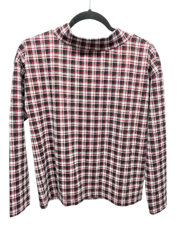 Women's Blouse with Boat CollarTop Long Sleeve By Ann Taylor In Plaid Pattern, Size: Xxs