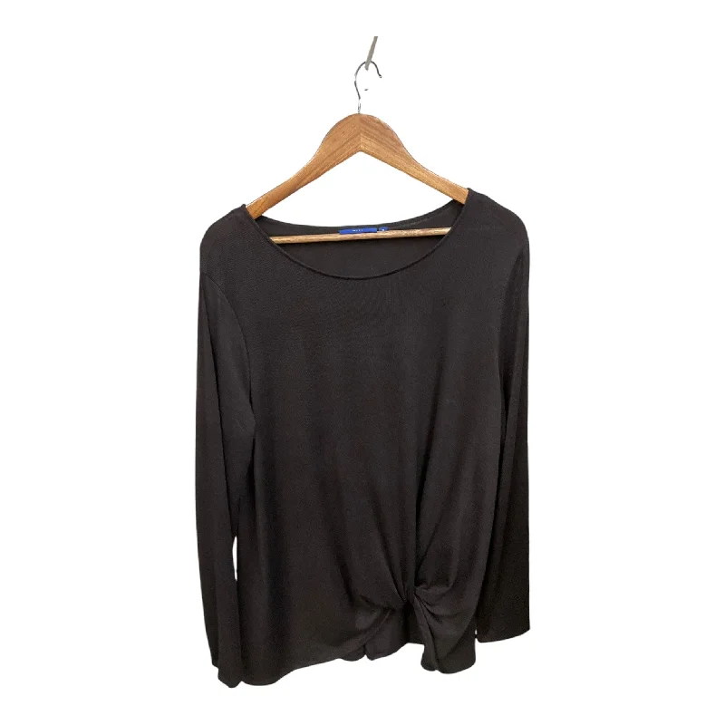 Women's Blouse with U-Shaped CollarTop Long Sleeve By Apt 9 In Black, Size: Xl