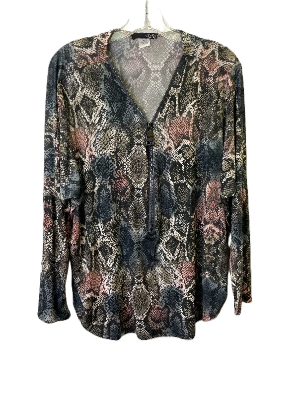 Women's Blouse for SchoolTop Long Sleeve By Ariella In Animal Print, Size: L