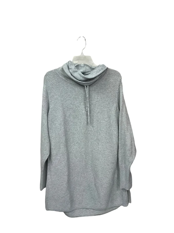 Women's Blouse with U-Shaped CollarTop Long Sleeve By Artisan Ny In Grey, Size: 1x