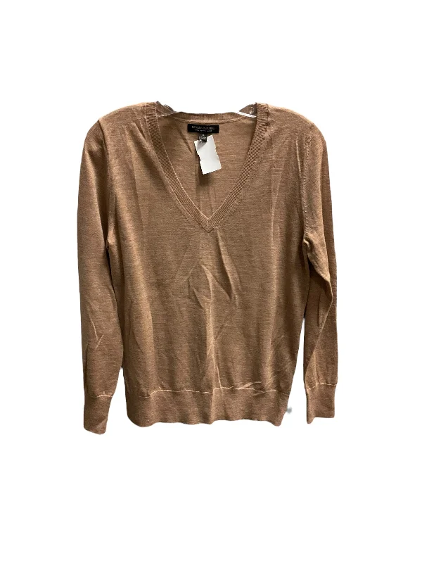 Women's Blouse with Sweetheart CollarTop Long Sleeve By Banana Republic In Brown, Size: M