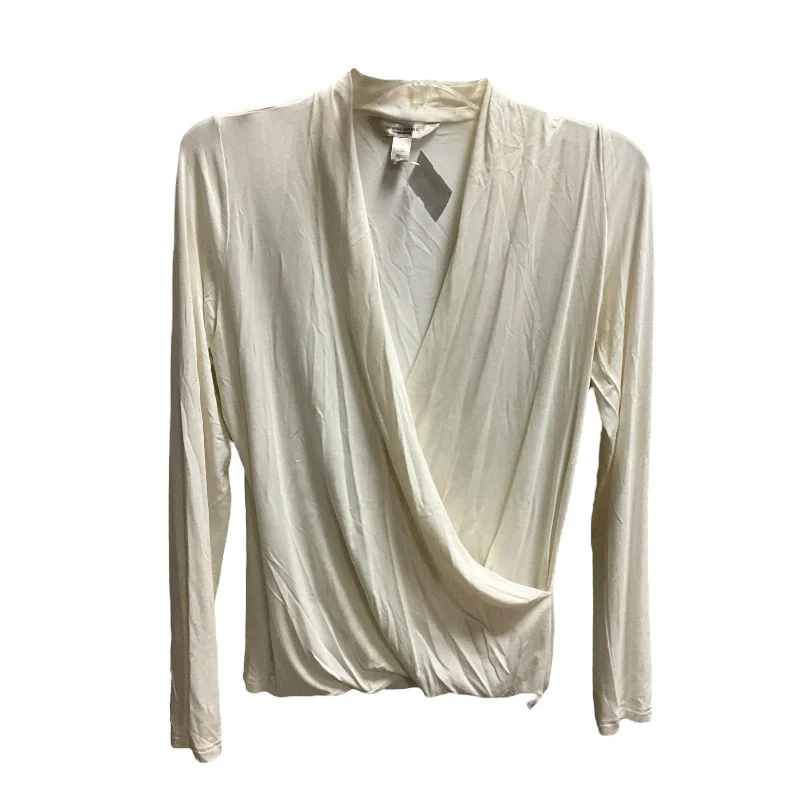 Women's Blouse with BeltTop Long Sleeve By Banana Republic In Cream, Size: S