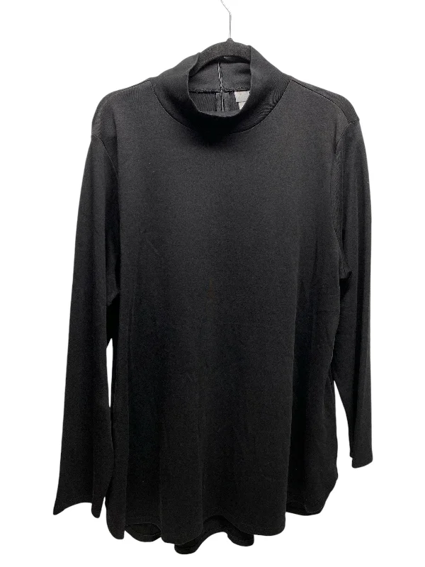 Women's Blouse with Low CollarTop Long Sleeve By Chicos In Black, Size: Xl