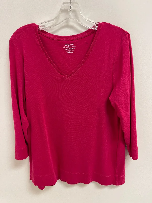 Women's Blouse with Shawl CollarTop Long Sleeve By Chicos In Pink, Size: L