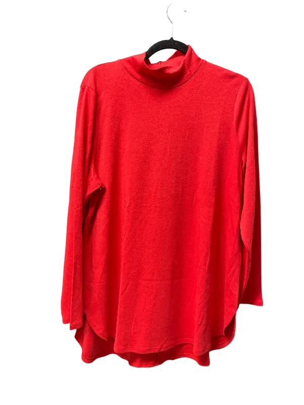 Women's Blouse with Shawl CollarTop Long Sleeve By Chicos In Red, Size: Xl