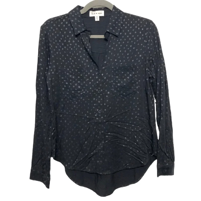 Women's Blouse with FrillsTop Long Sleeve By Cloth & Stone In Black, Size: Xs