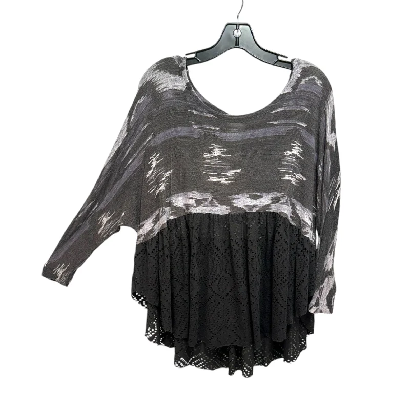 Women's Blouse with PatchesTop Long Sleeve By Free People In Black, Size: Xs