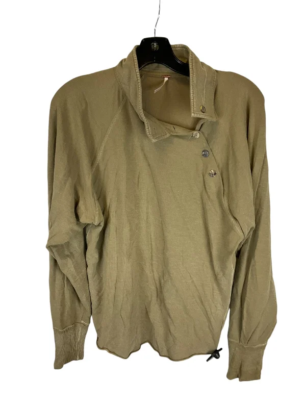 Women's Blouse with PeterTop Long Sleeve By Free People In Tan, Size: S