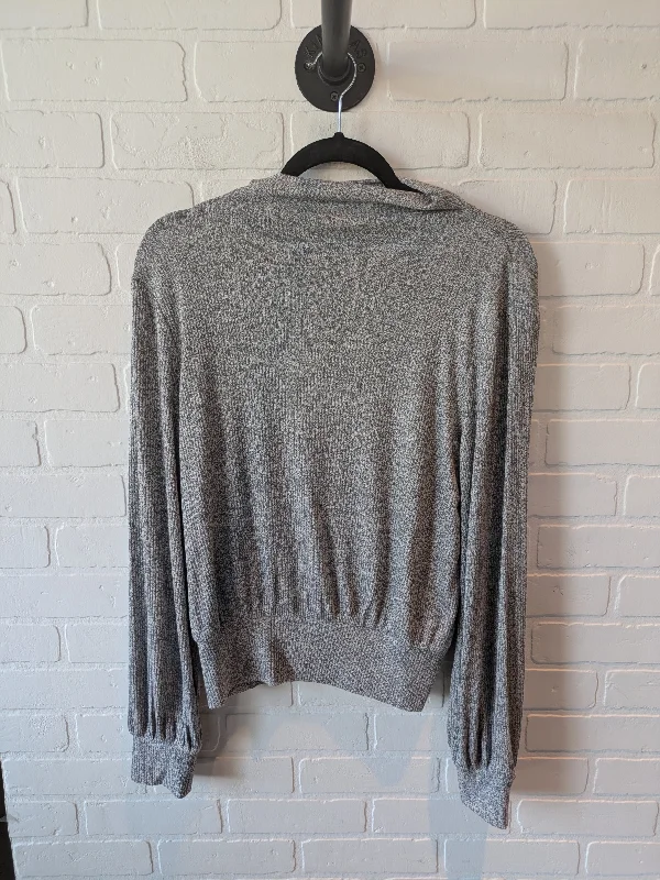 Women's Blouse with ZipperTop Long Sleeve By Gap In Grey, Size: M