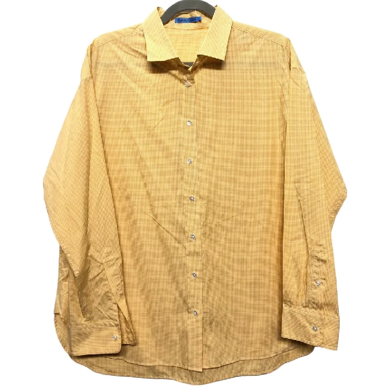 Women's Blouse with Collarless DesignTop Long Sleeve By J Mclaughlin In Yellow, Size: Xl