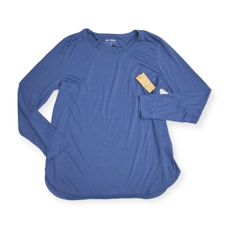 Women's Blouse with Peter Pan CollarTop Long Sleeve By Joe Fresh In Blue, Size: L