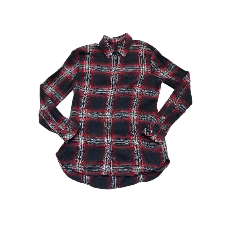 Women's Blouse with Cap SleevesTop Long Sleeve By Madewell In Black & Red, Size: Xxs