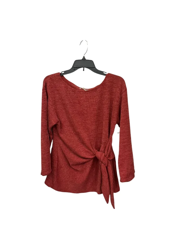 Women's Blouse with Shawl CollarTop Long Sleeve By Max Studio In Red, Size: M