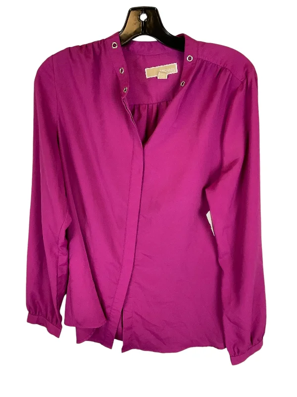 Women's Blouse with Shawl CollarTop Long Sleeve By Michael By Michael Kors In Purple, Size: L