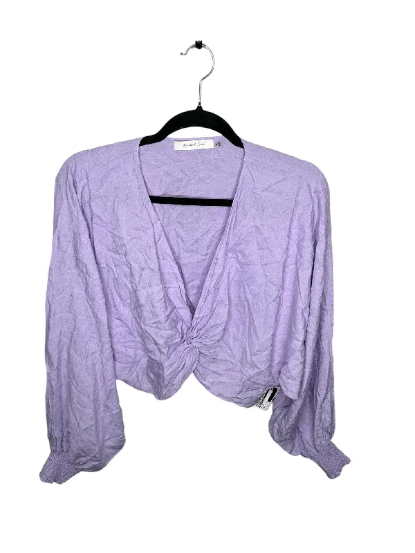 Women's Blouse with Boat NeckTop Long Sleeve By Mustard Seed In Purple, Size: M