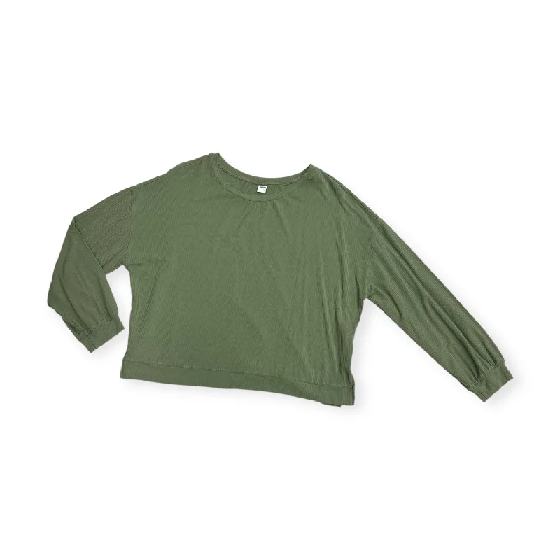 Women's Blouse with Low CollarTop Long Sleeve By Old Navy In Green, Size: M