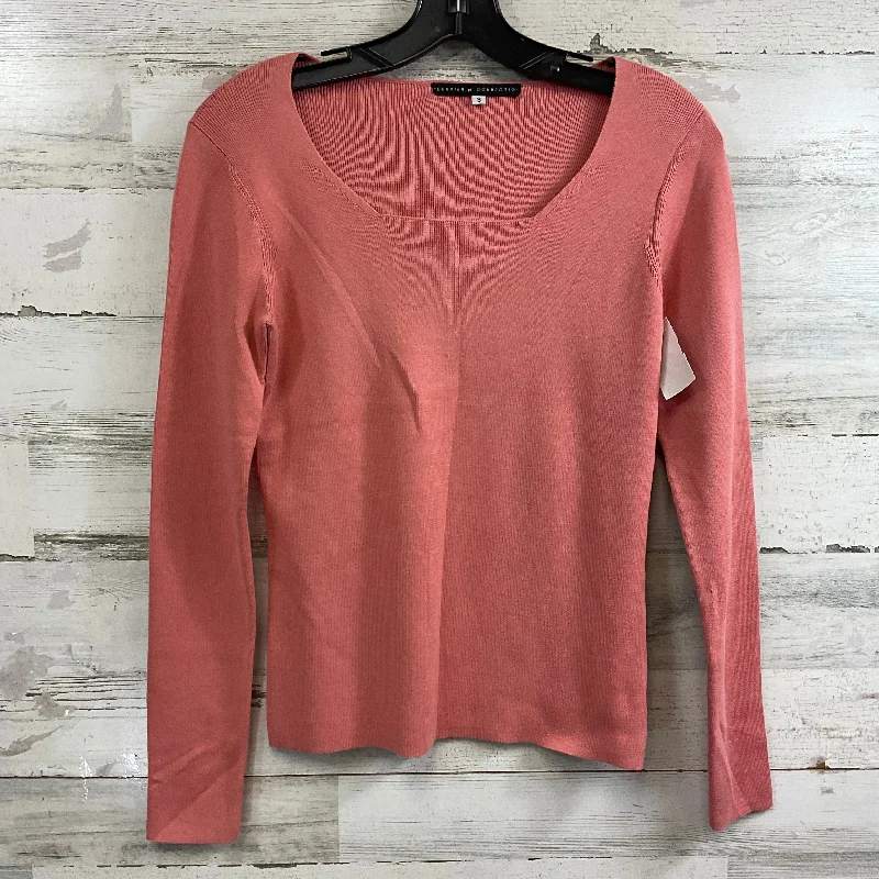 Women's Blouse with Low CollarTop Long Sleeve By Peruvian Connection In Orange, Size: S