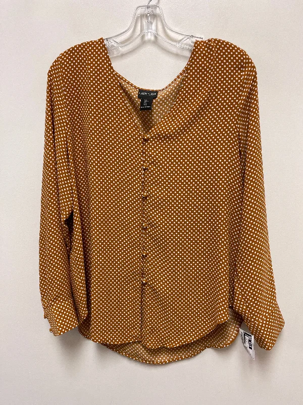 Women's Blouse with Shirt CollarTop Long Sleeve By Rachel Zoe In Yellow, Size: L