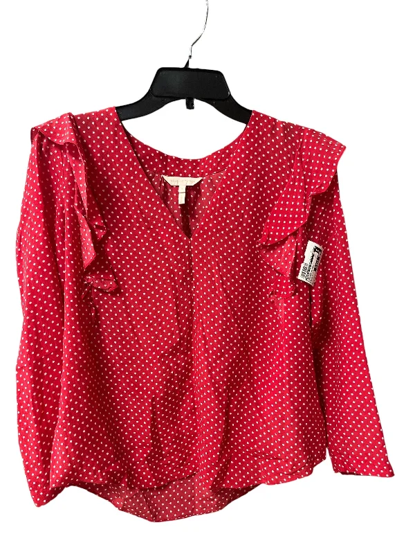 Women's Button-Up BlouseTop Long Sleeve By Rebecca Taylor In Polkadot Pattern, Size: 4