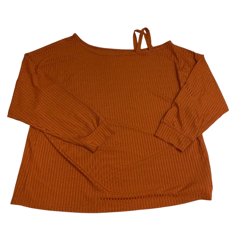 Women's Blouse with Sweetheart NeckTop Long Sleeve By Shein In Orange, Size: 5