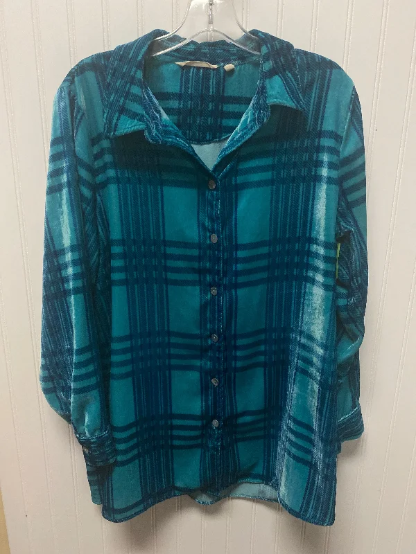 Women's Blouse for HolidayTop Long Sleeve By Soft Surroundings In Blue, Size: M