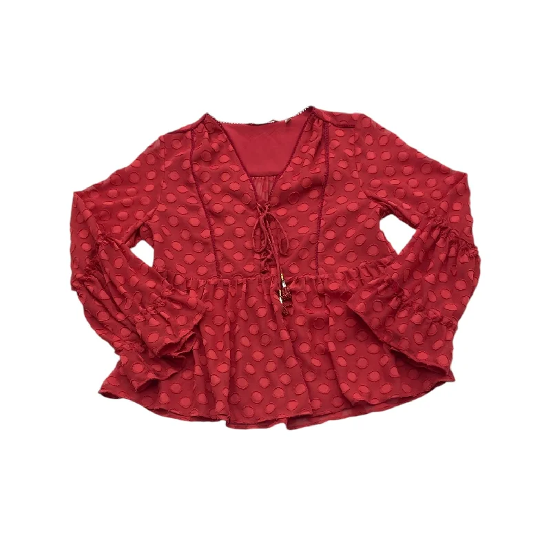 Women's Blouse with Bell SleevesTop Long Sleeve By Soft Surroundings In Red, Size: Xs