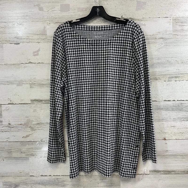 Women's Blouse with LaceTop Long Sleeve By Talbots In Black & White, Size: Xl