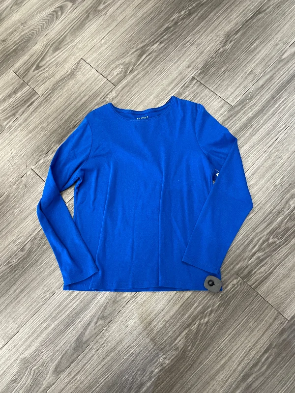 Women's Blouse with Keyhole CollarTop Long Sleeve By Talbots In Blue, Size: Xl