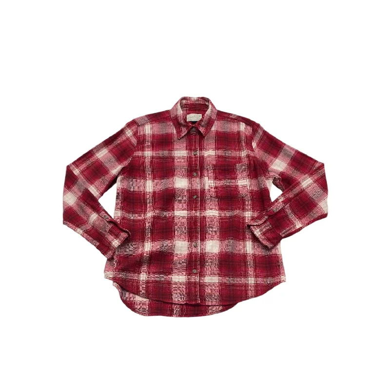 Women's Blouse with FlouncesTop Long Sleeve By Universal Thread In Plaid Pattern, Size: Xs