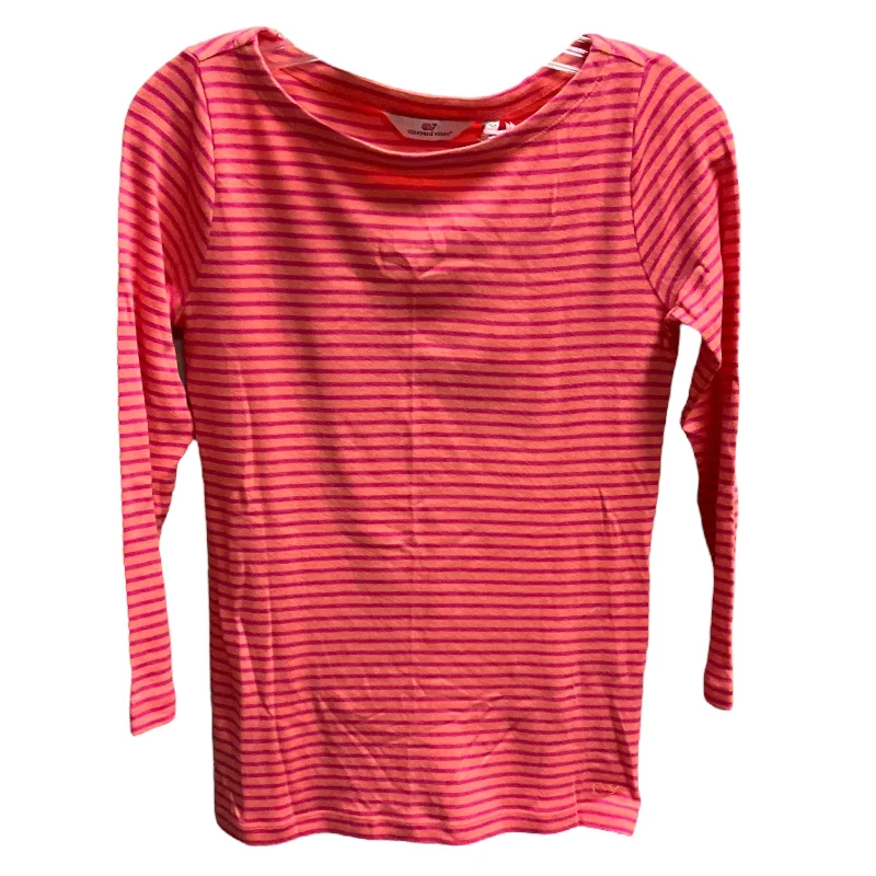 Women's Blouse with ButtonsTop Long Sleeve By Vineyard Vines In Orange & Pink, Size: Xs