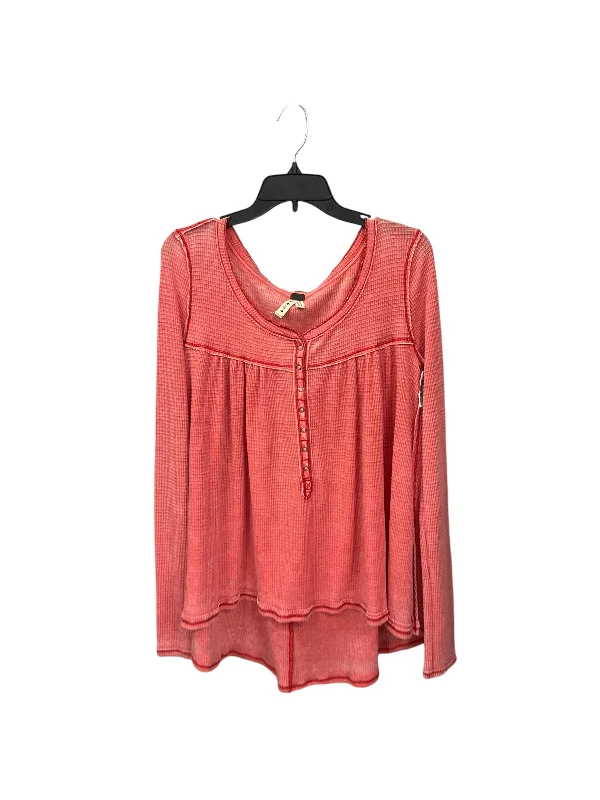 Women's Blouse with Narrow CollarTop Long Sleeve By We The Free In Orange, Size: M