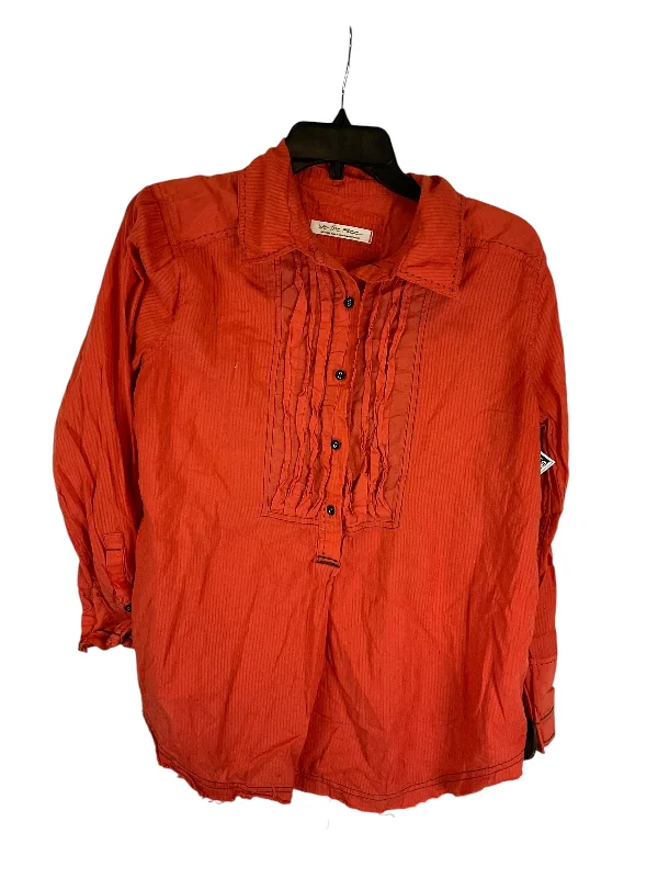 Women's Blouse with Peter Pan CollarTop Long Sleeve By We The Free In Orange, Size: M