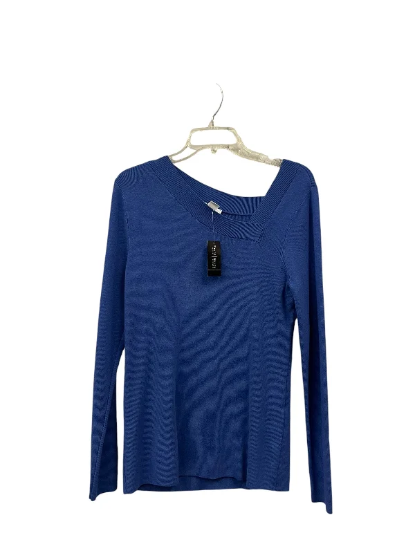 Women's Blouse with High CollarTop Long Sleeve By White House Black Market In Blue, Size: Xl