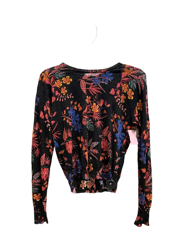 Women's Blouse with CollarTop Long Sleeve By Zara In Black, Size: S